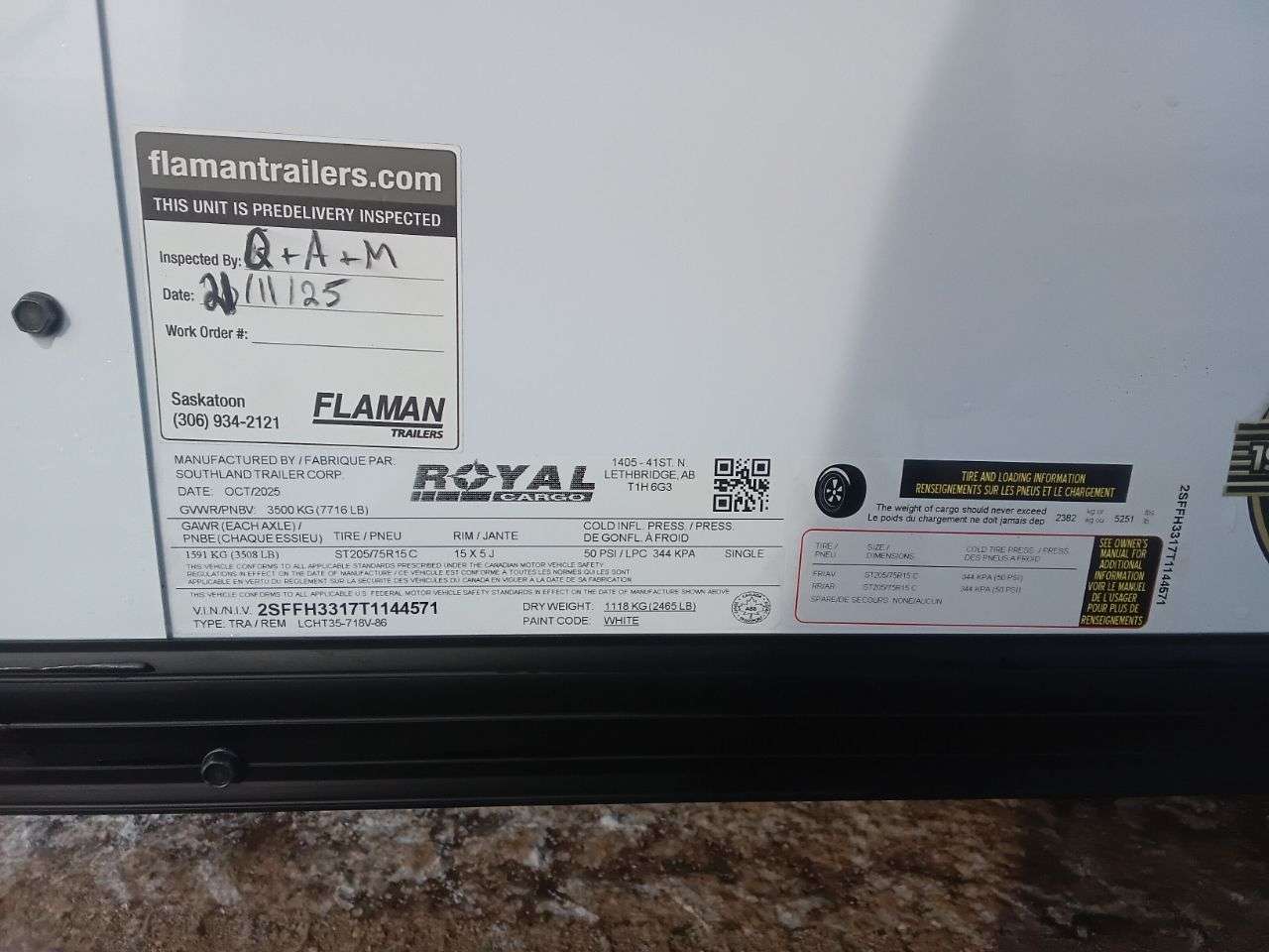 2026 Royal LCH 7' x 16' + V-Nose Cargo Trailer