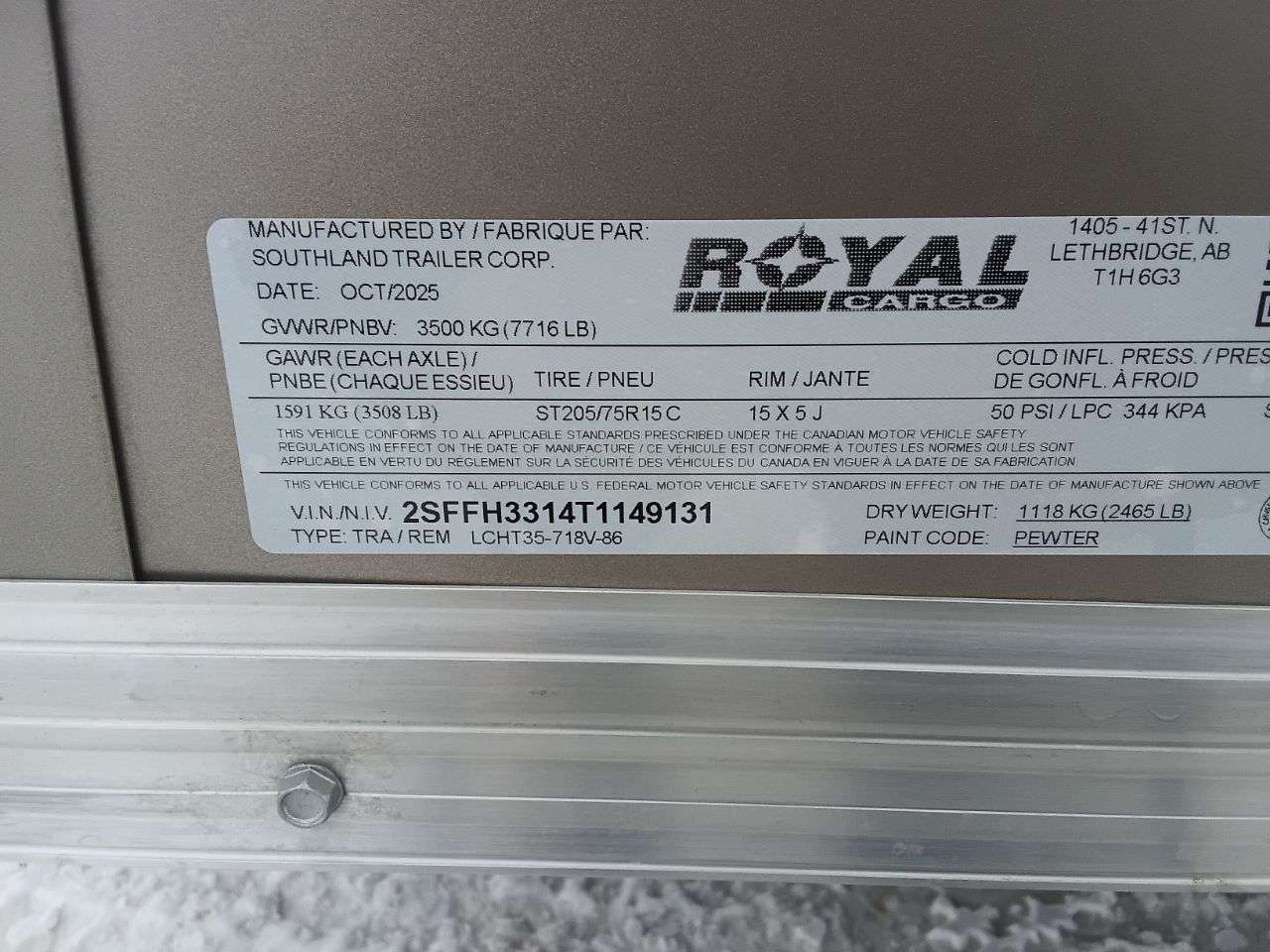 2026 Royal LCH 7' x 16' + V-Nose Cargo Trailer