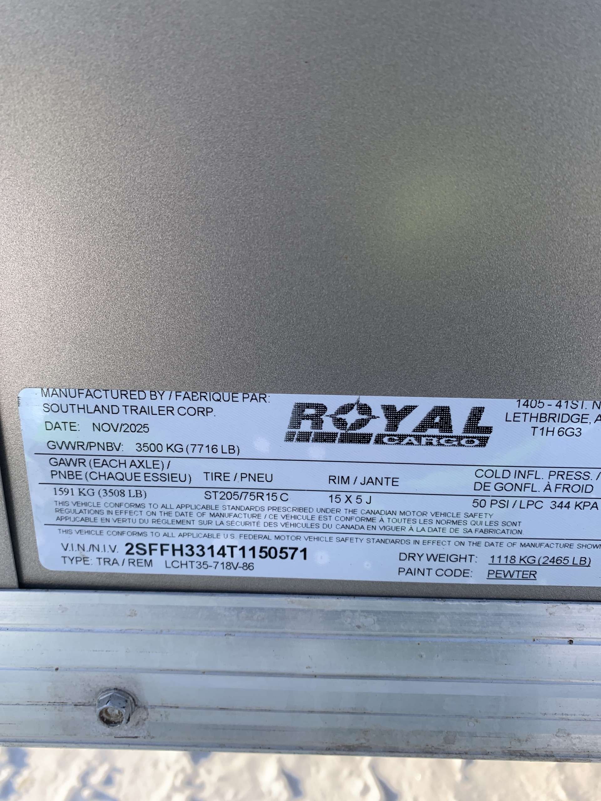 2026 Royal LCH 7' x 16' + V-Nose Cargo Trailer