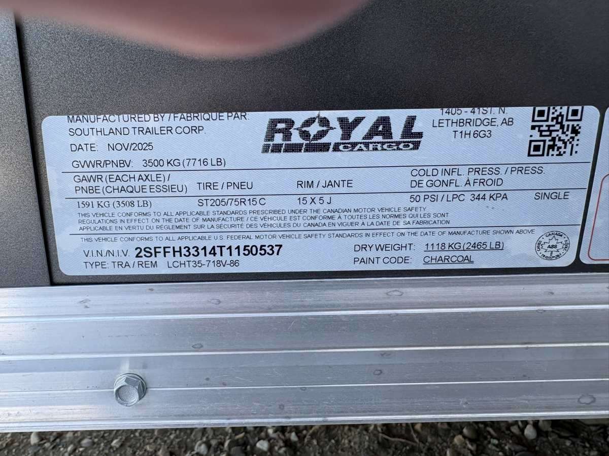 2026 Royal LCH 7' x 16' + V-Nose Cargo Trailer