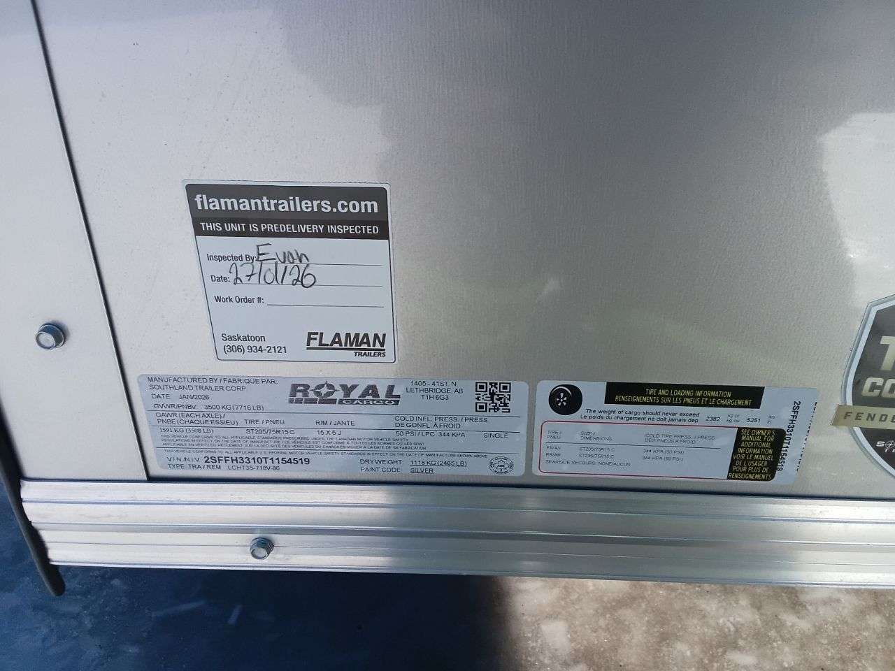 2026 Royal LCH 7' x 16' + V-Nose Cargo Trailer