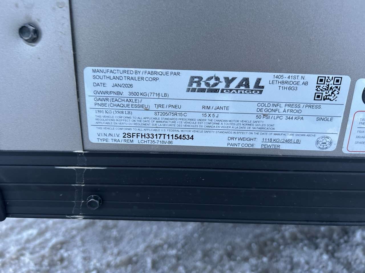 2026 Royal LCH 7' x 16' + V-Nose Cargo Trailer