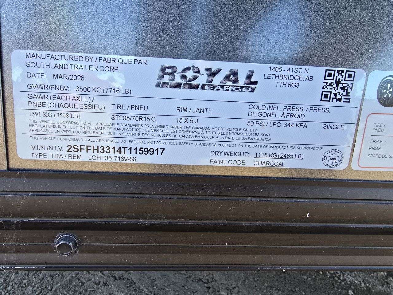 2026 Royal LCH 7' x 16' + V-Nose Cargo Trailer