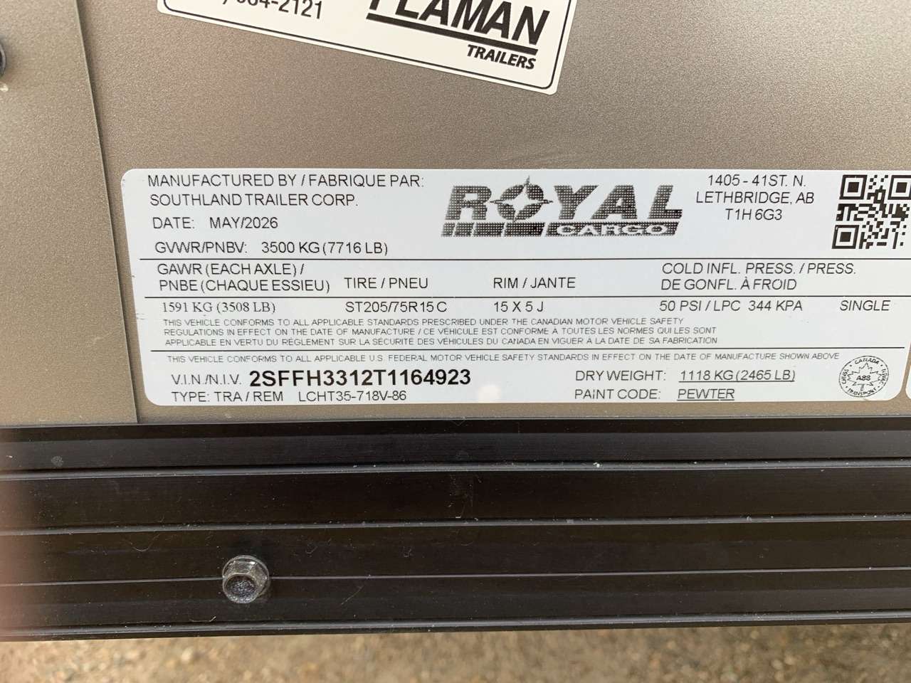 2026 Royal LCH 7' x 16' + V-Nose Cargo Trailer