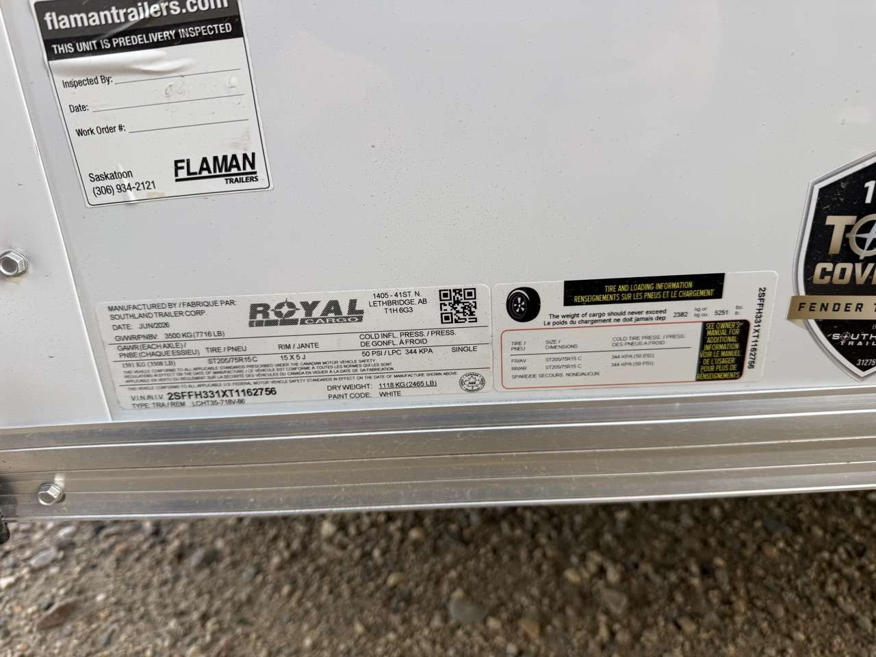 2026 Royal LCH 7' x 16' + V-Nose Cargo Trailer