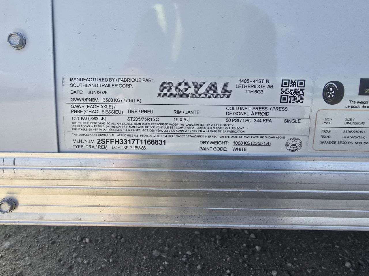 2026 Royal LCH 7' x 16' + V-Nose Cargo Trailer