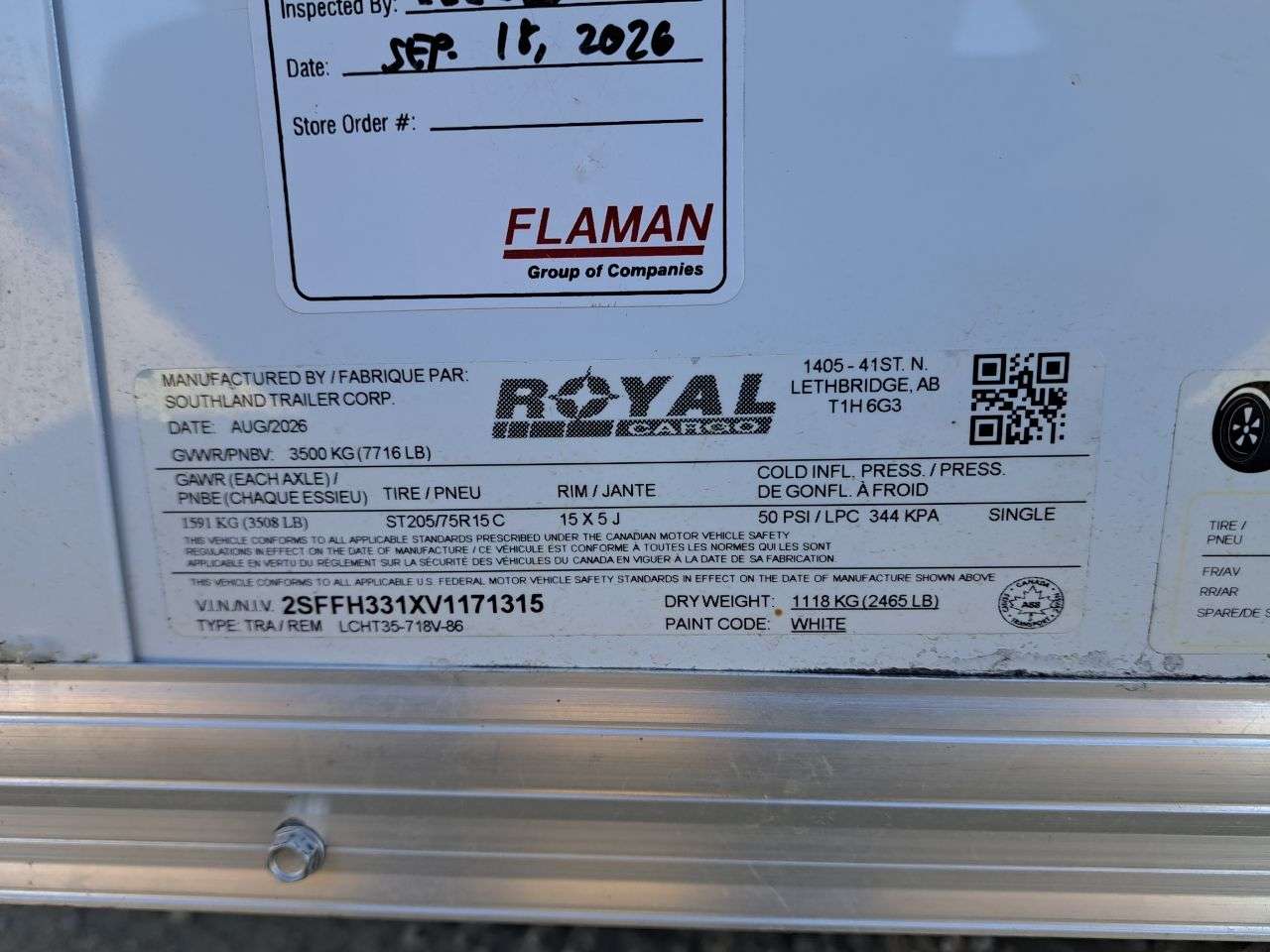 2026 Royal LCH 7' x 16' + V-Nose Cargo Trailer