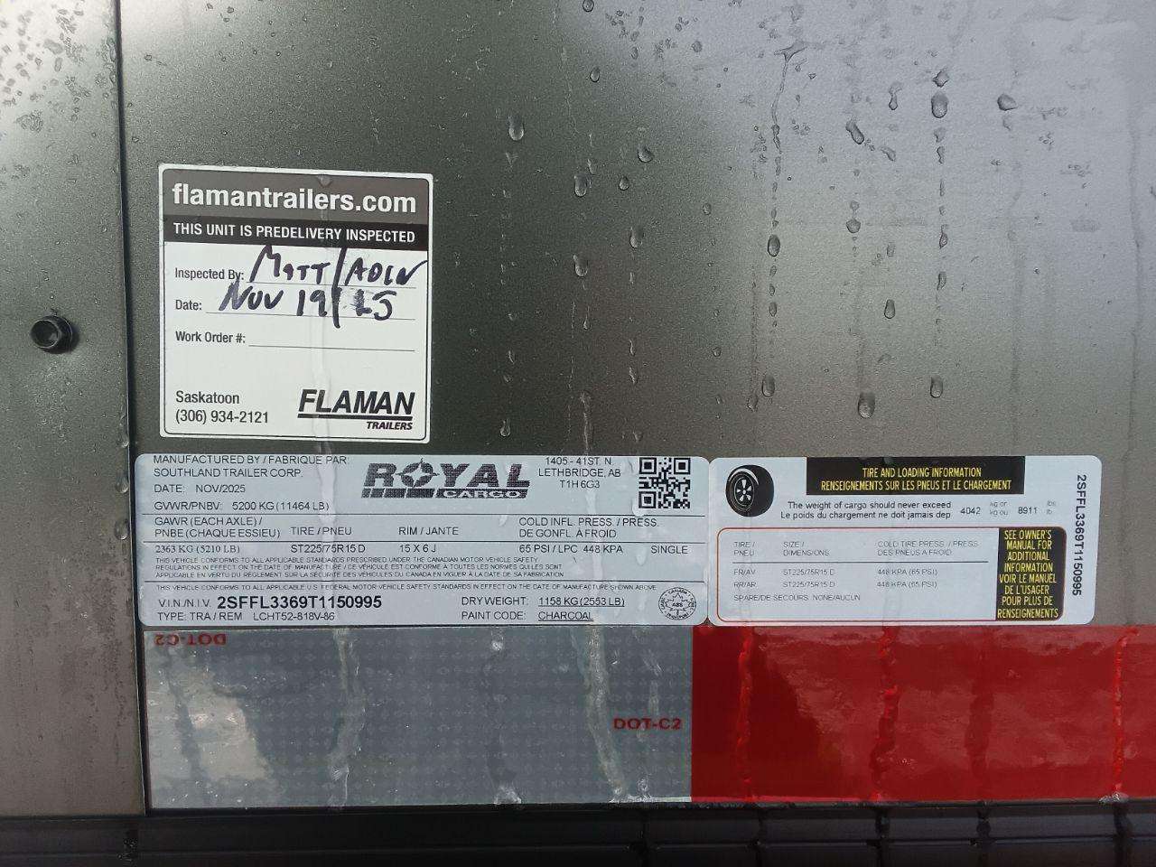 2026 Royal LCH 8'6" x 16' + V-Nose Cargo Trailer