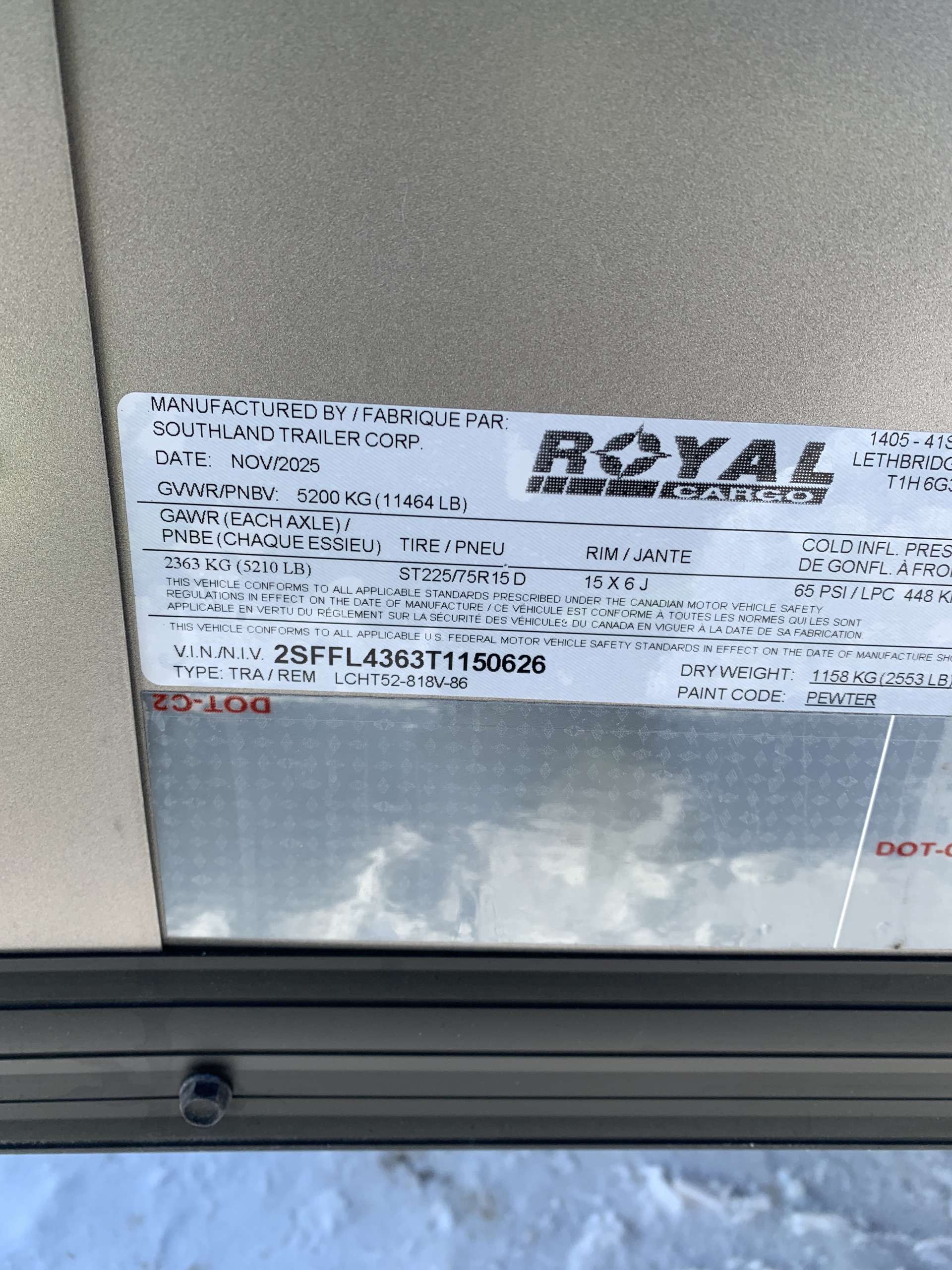 2026 Royal LCH 8'6" x 16' + V-Nose Cargo Trailer