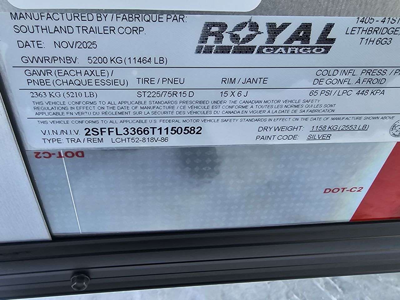 2026 Royal LCH 8'6" x 16' + V-Nose Cargo Trailer