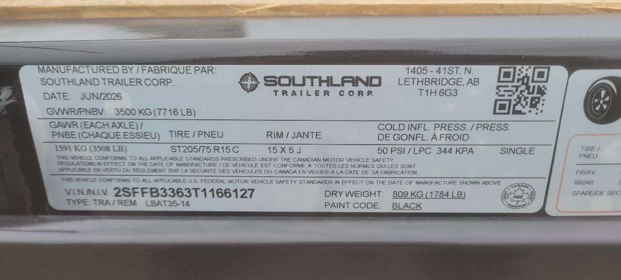 2026 Southland 14' Flat Deck Tandem 3.5K Trailer