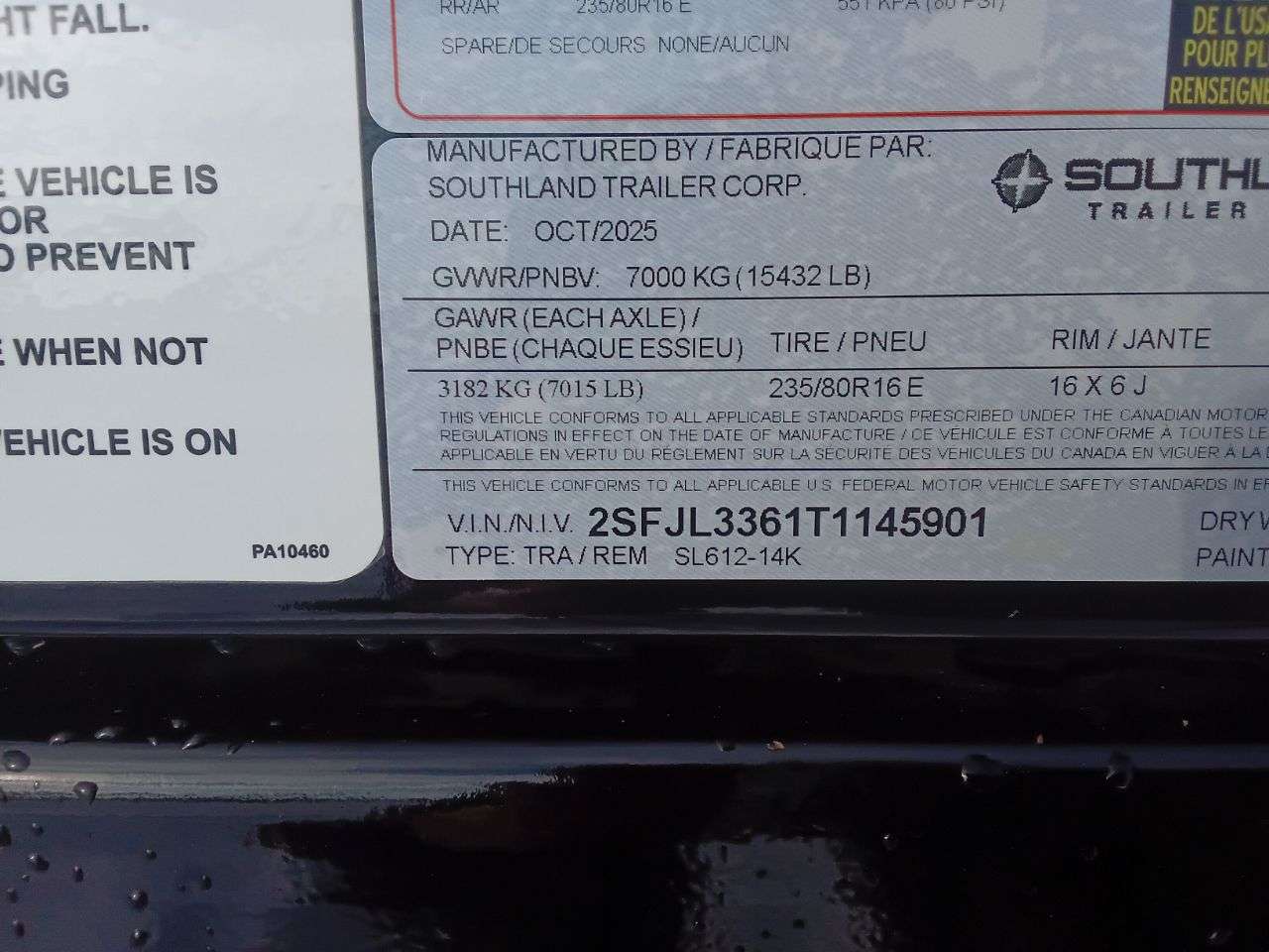 2026 Southland 14K 6' x 12' Dump Trailer