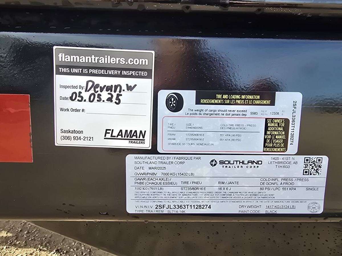 2026 Southland 14K 7' x 14' Dump