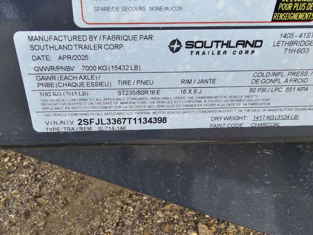 2026 Southland 14K 7' x 14' Dump