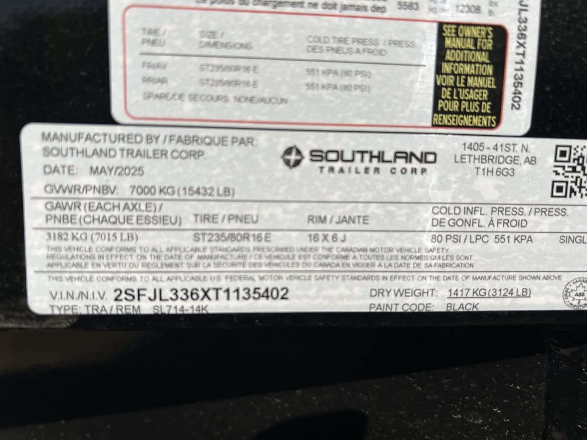 2026 Southland 14K 7' x 14' Dump