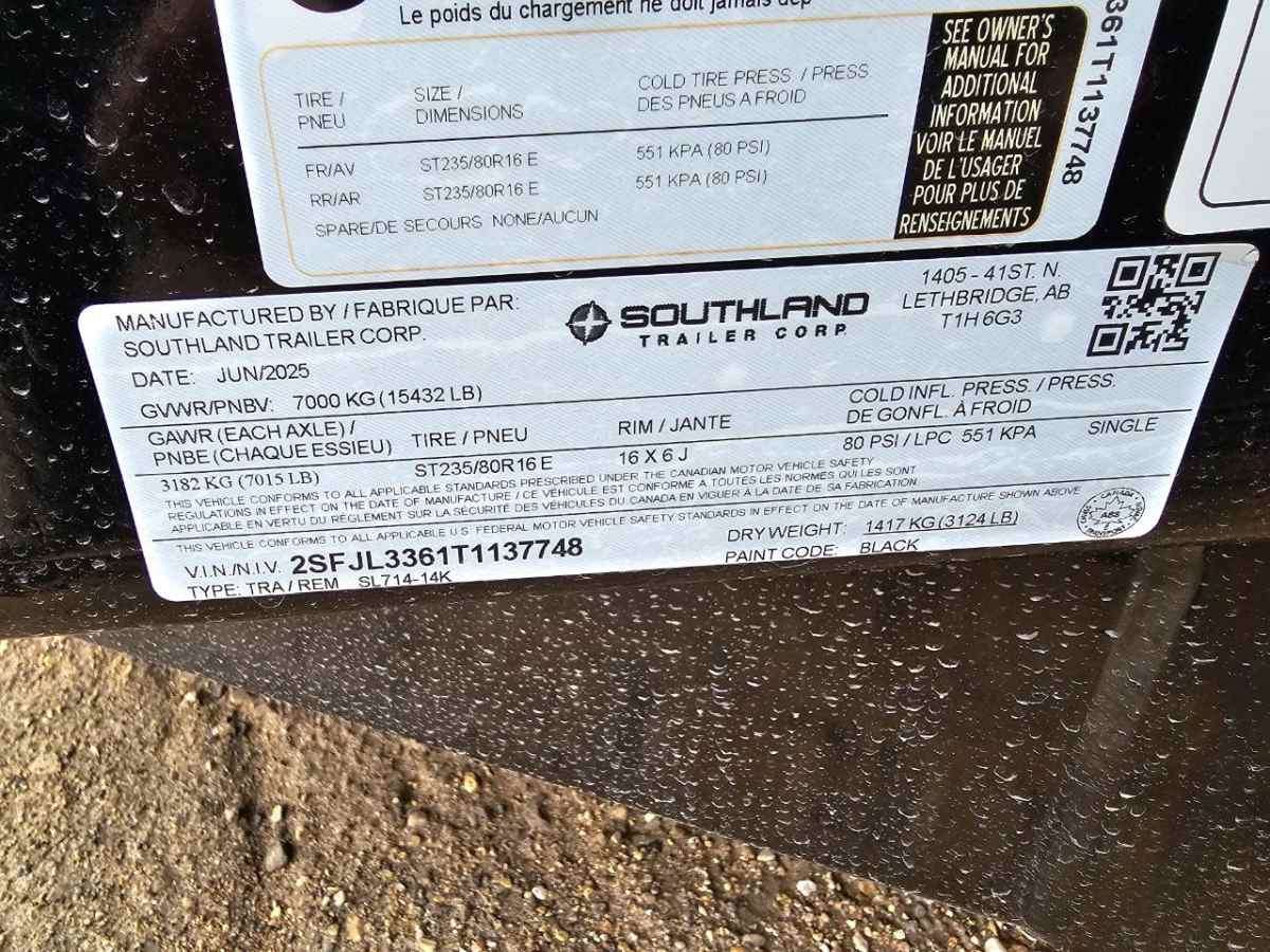 2026 Southland 14K 7' x 14' Dump