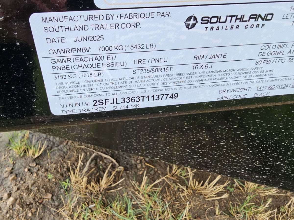 2026 Southland 14K 7' x 14' Dump Trailer