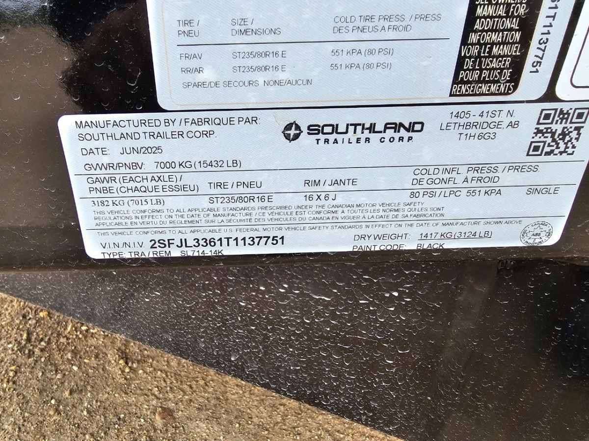 2026 Southland 14K 7' x 14' Dump Trailer