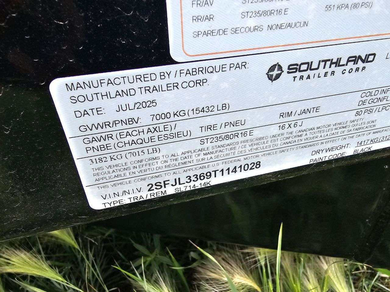 2026 Southland 14K 7' x 14' Dump Trailer