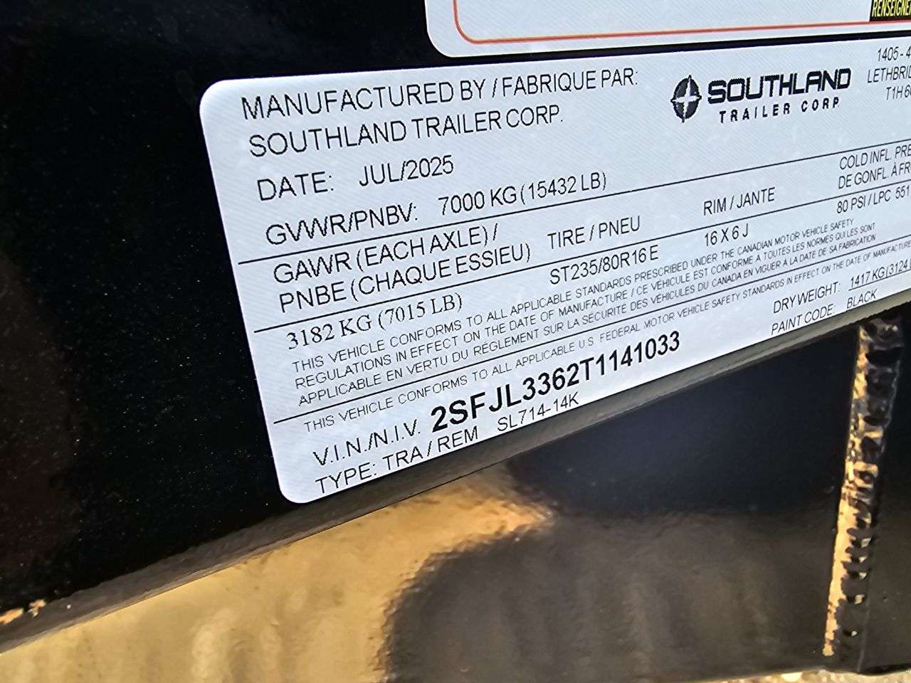 2026 Southland 14K 7' x 14' Dump Trailer