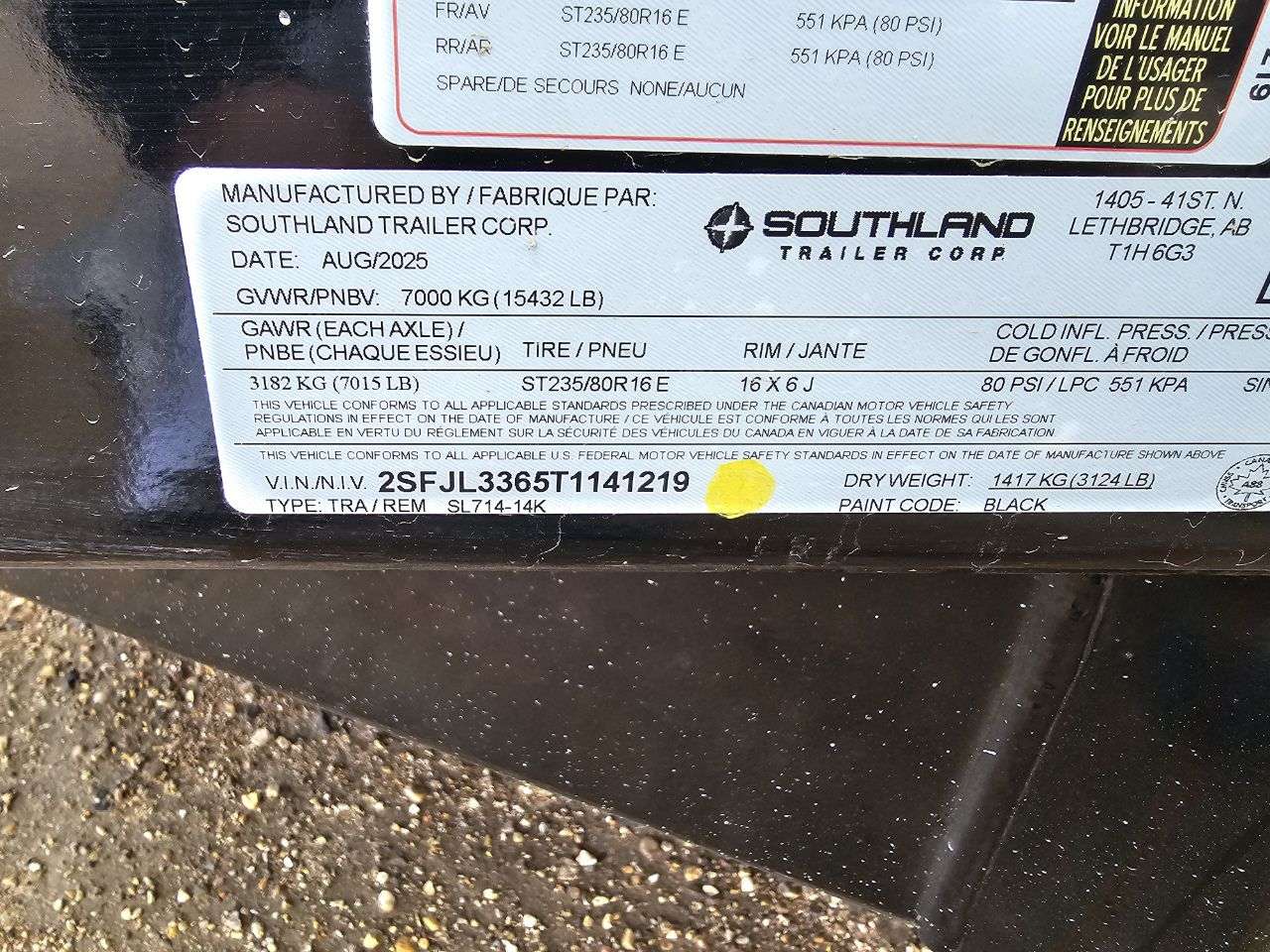 2026 Southland 14K 7' x 14' Dump Trailer