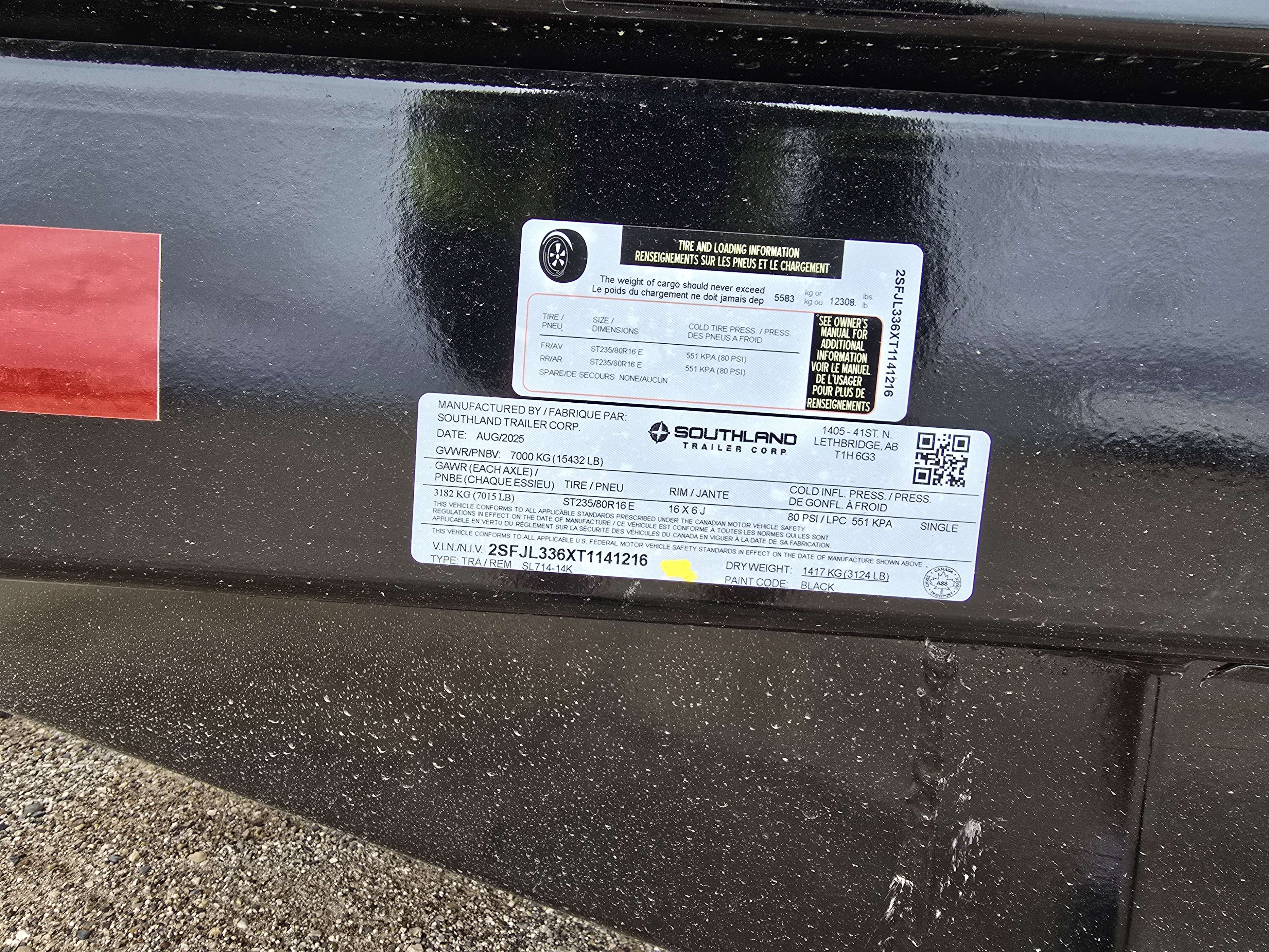 2026 Southland 14K 7' x 14' Dump Trailer
