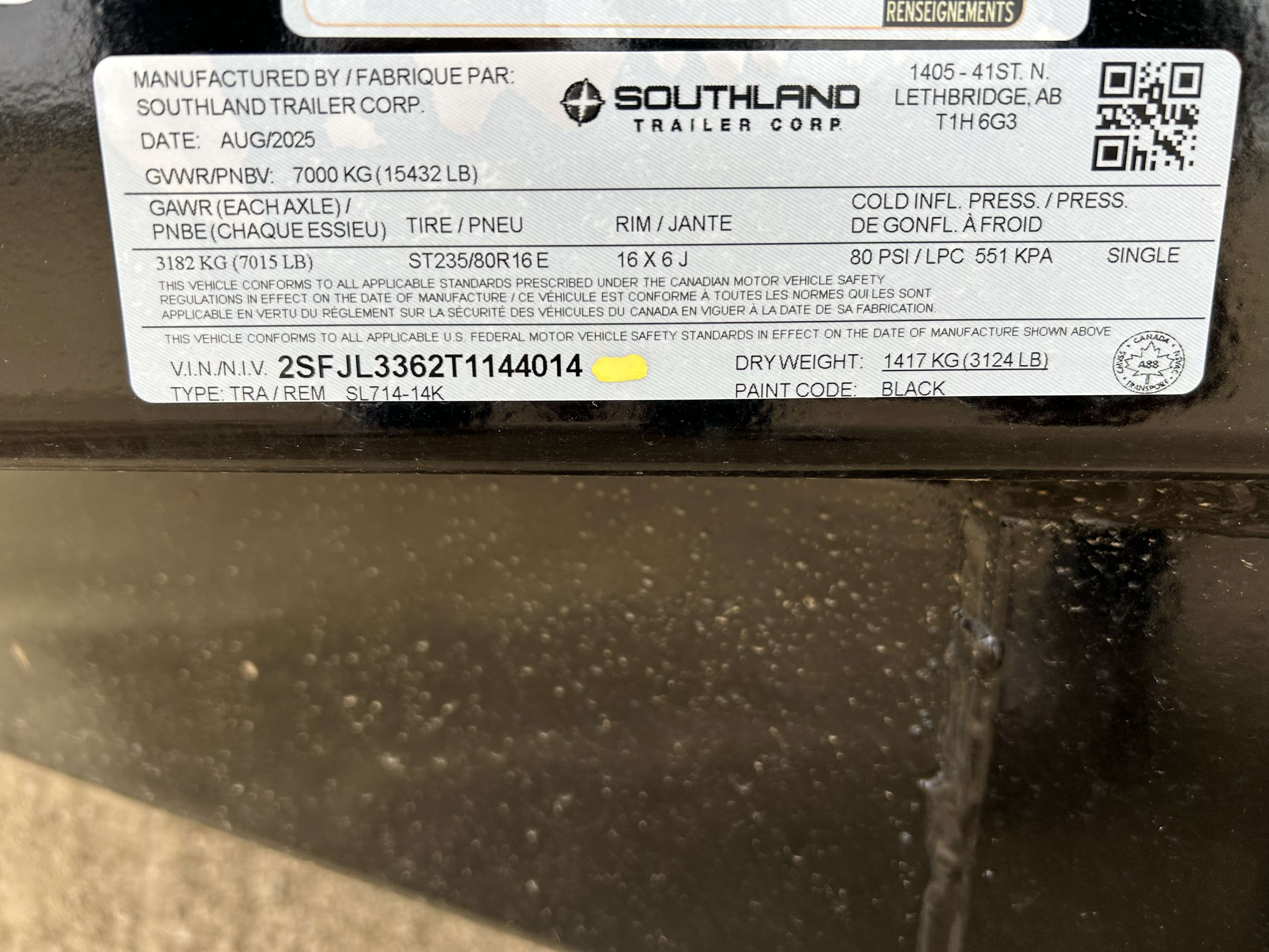 2026 Southland 14K 7' x 14' Dump Trailer