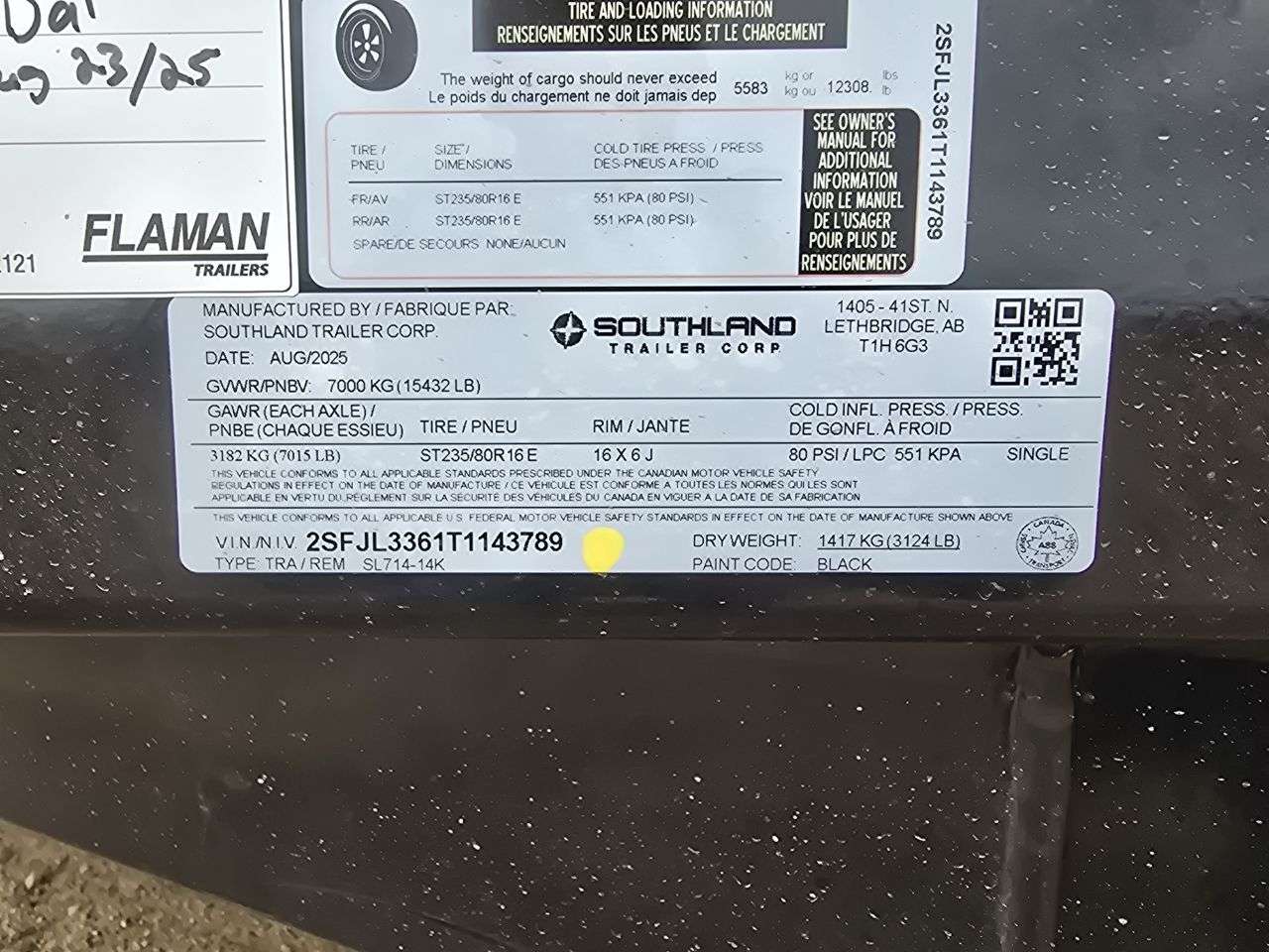 2026 Southland 14K 7' x 14' Dump Trailer