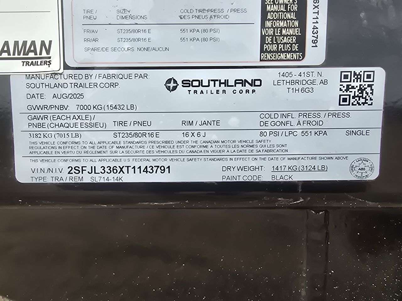 2026 Southland 14K 7' x 14' Dump Trailer
