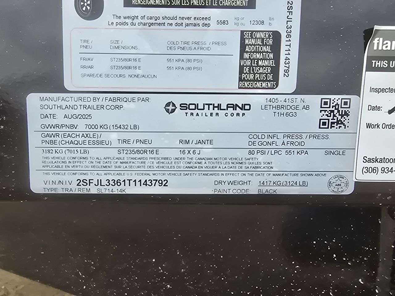 2026 Southland 14K 7' x 14' Dump Trailer