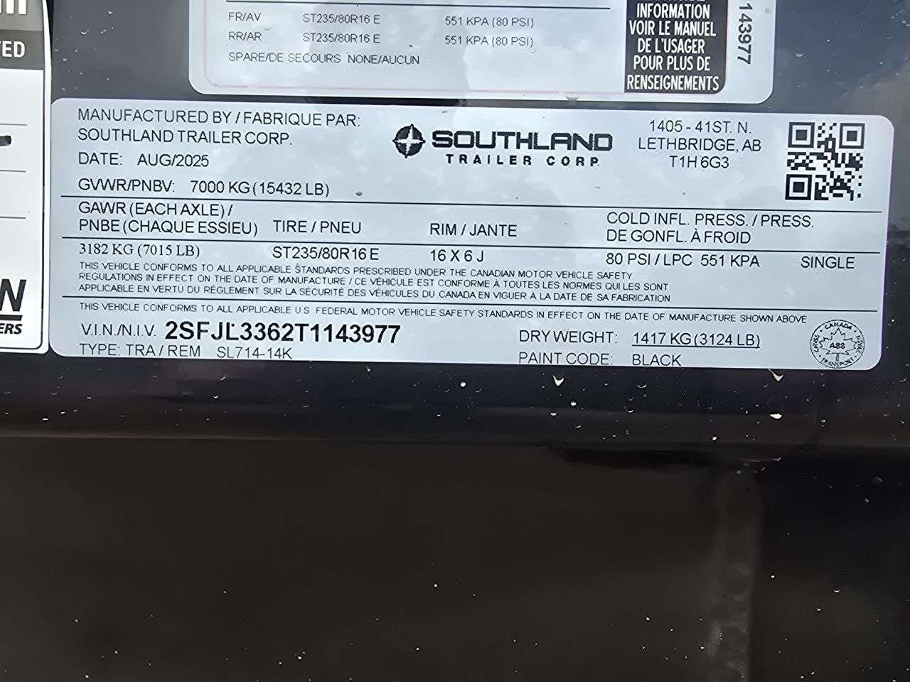 2026 Southland 14K 7' x 14' Dump Trailer