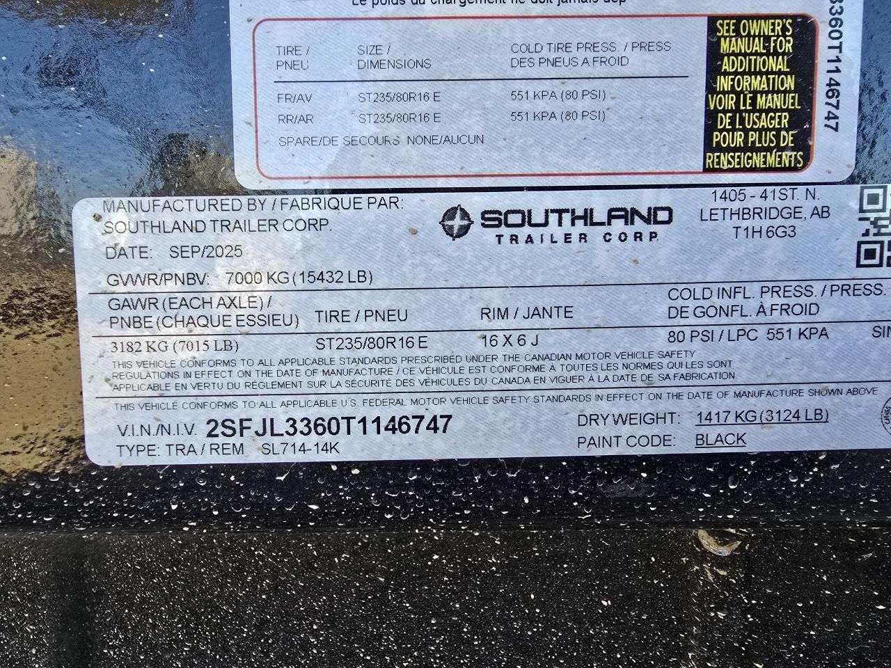 2026 Southland 14K 7' x 14' Dump Trailer
