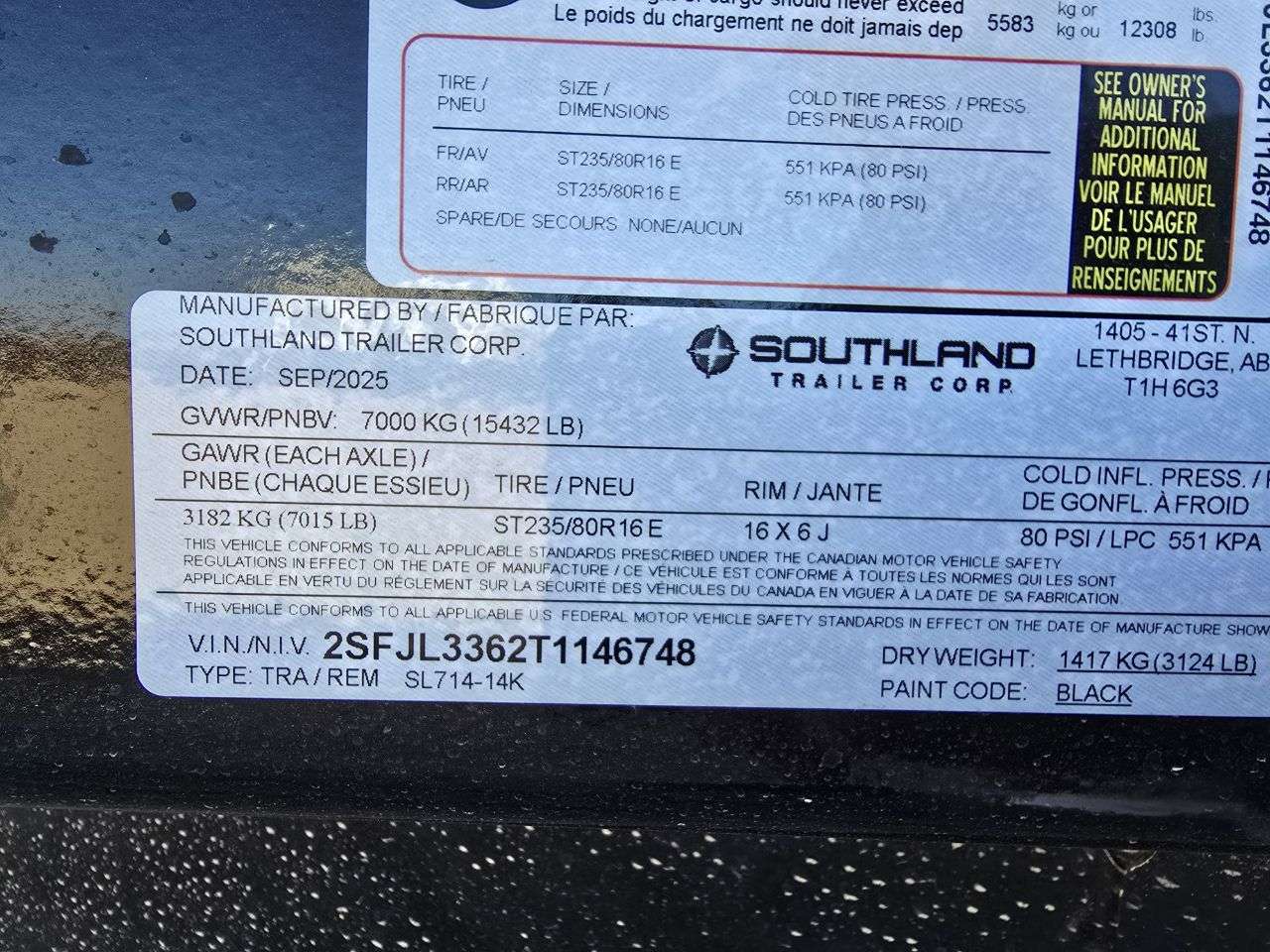 2026 Southland 14K 7' x 14' Dump Trailer