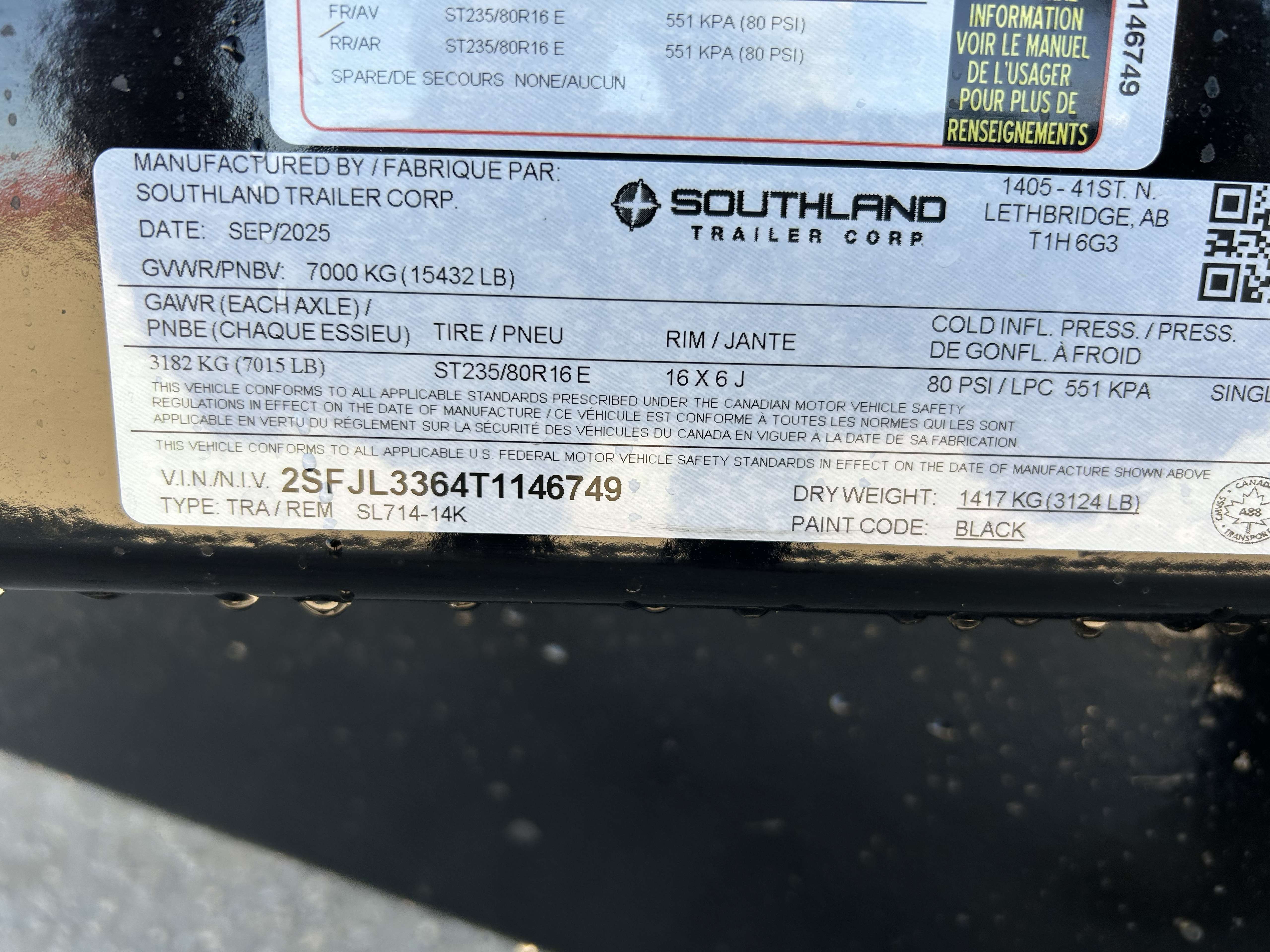 2026 Southland 14K 7' x 14' Dump Trailer