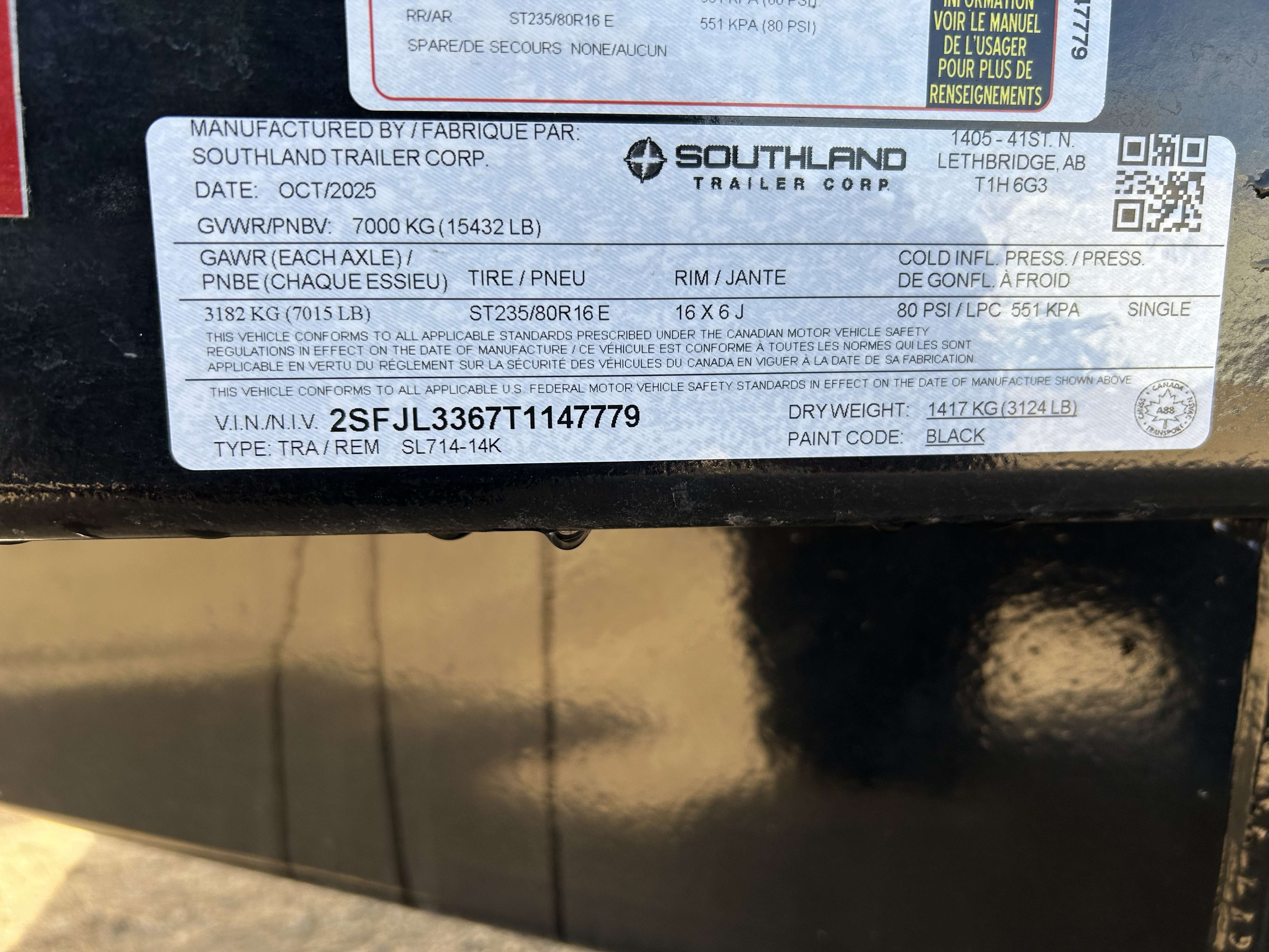 2026 Southland 14K 7' x 14' Dump Trailer