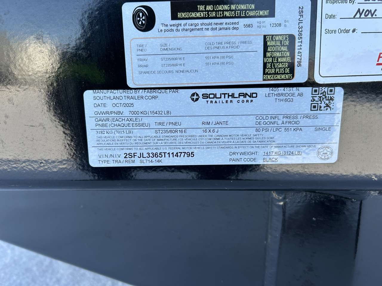 2026 Southland 14K 7' x 14' Dump Trailer