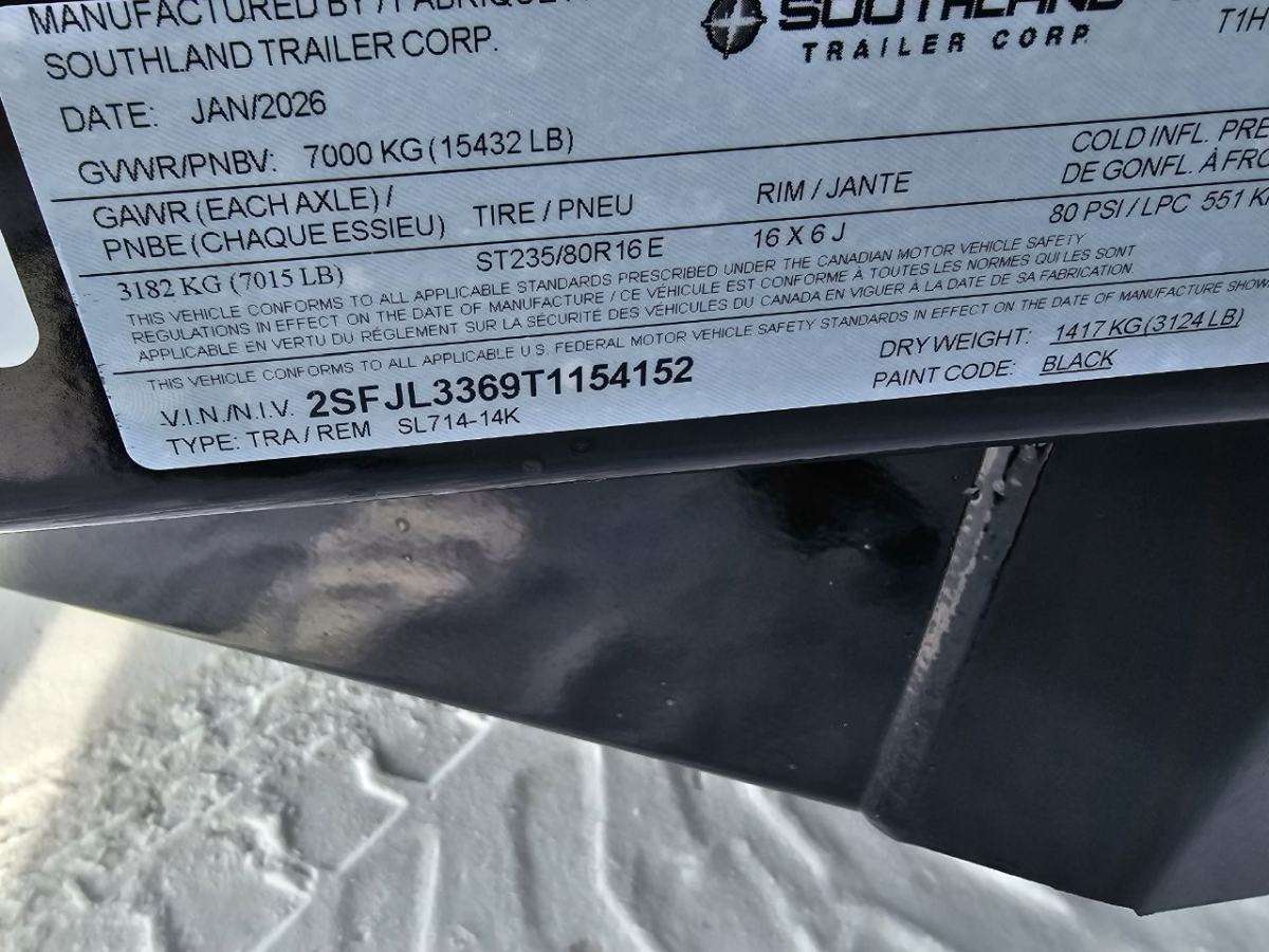 2026 Southland 14K 7' x 14' Dump Trailer