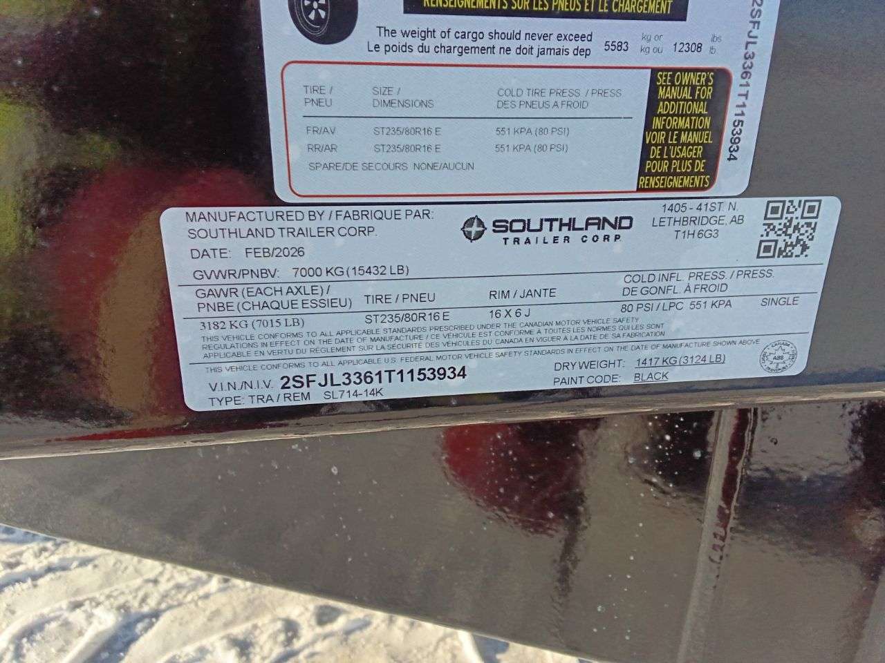 2026 Southland 14K 7' x 14' Dump Trailer