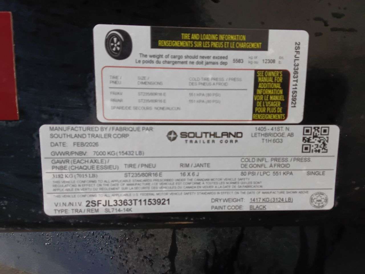 2026 Southland 14K 7' x 14' Dump Trailer