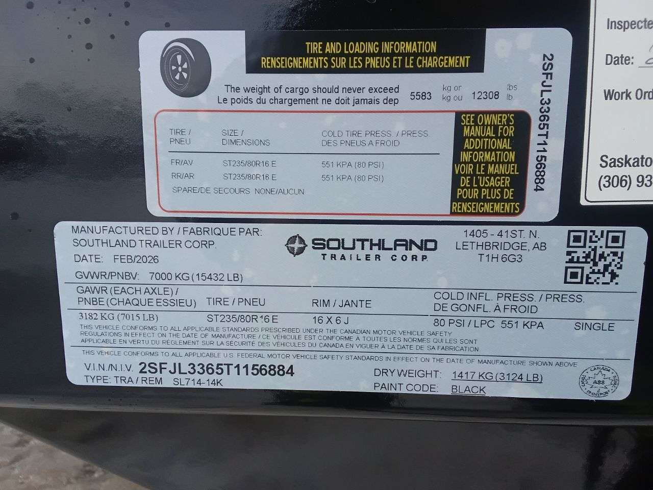 2026 Southland 14K 7' x 14' Dump Trailer