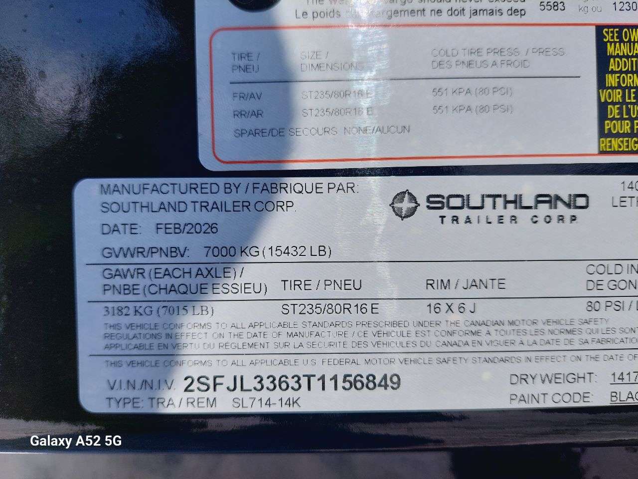 2026 Southland 14K 7' x 14' Dump Trailer