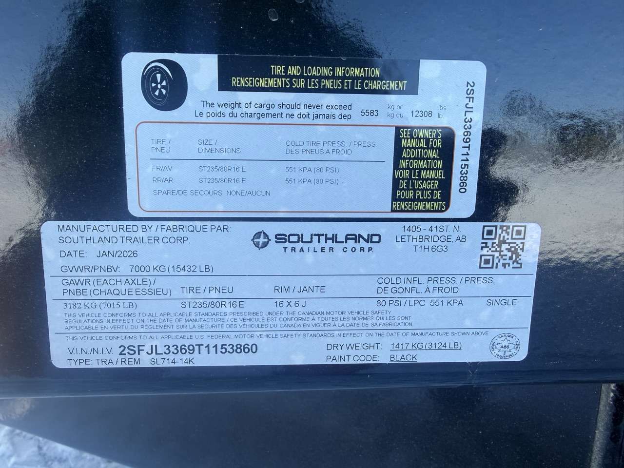 2026 Southland 14K 7' x 14' Dump Trailer