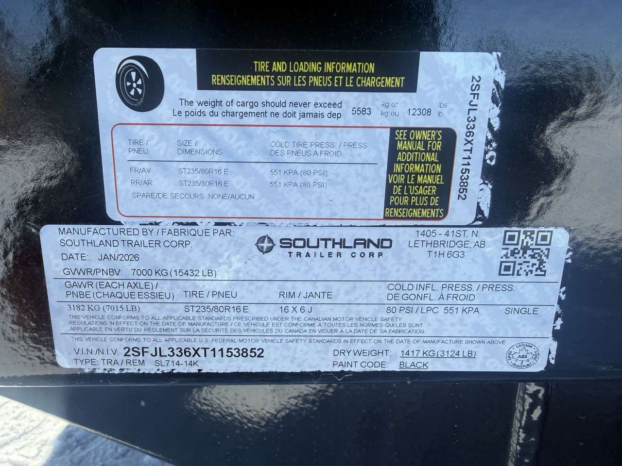 2026 Southland 14K 7' x 14' Dump Trailer