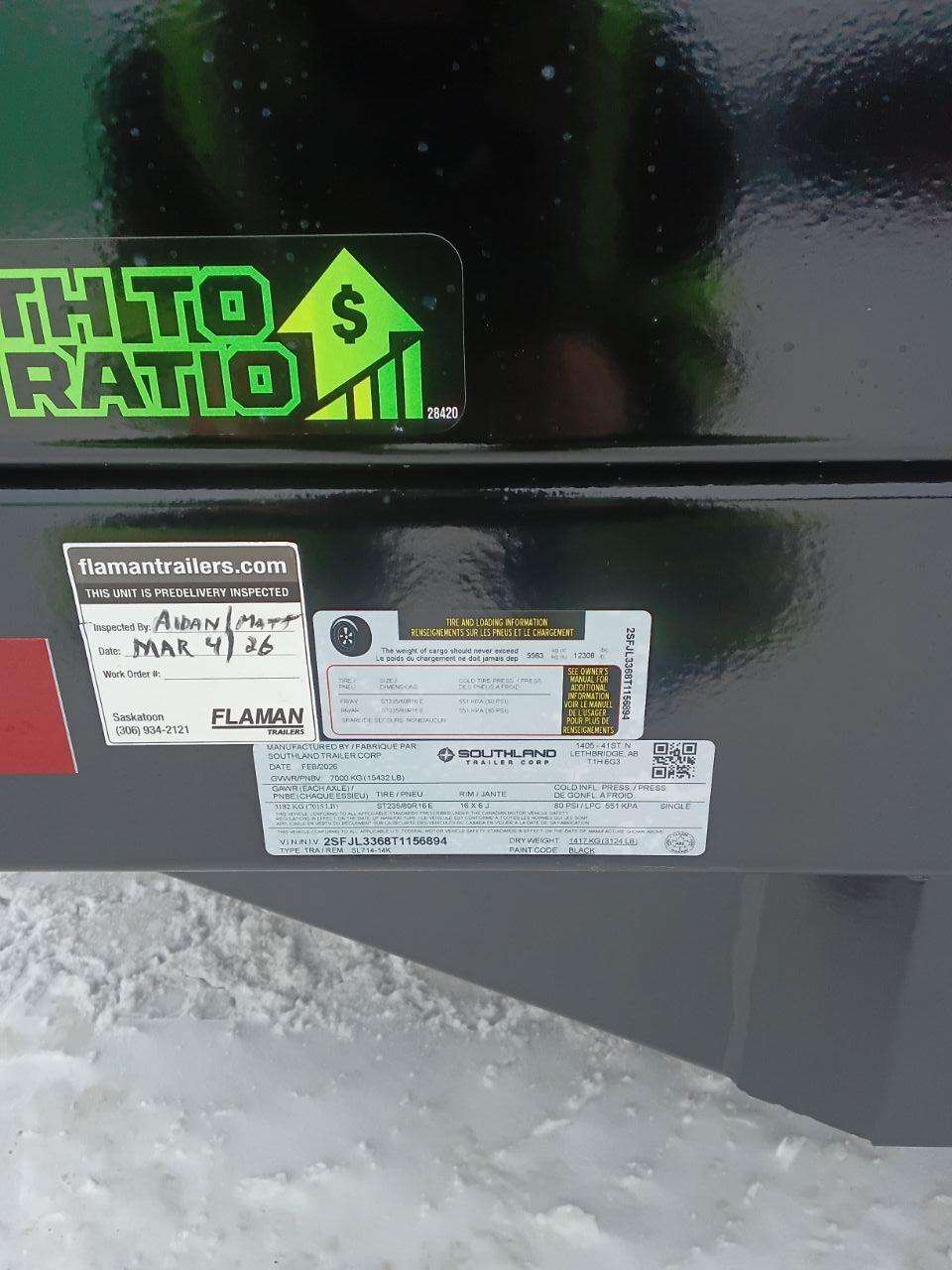 2026 Southland 14K 7' x 14' Dump Trailer