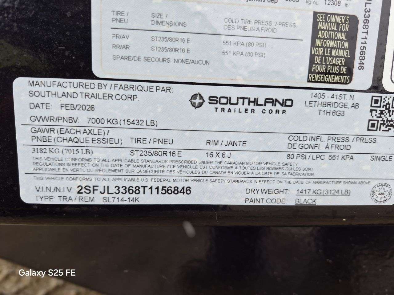 2026 Southland 14K 7' x 14' Dump Trailer