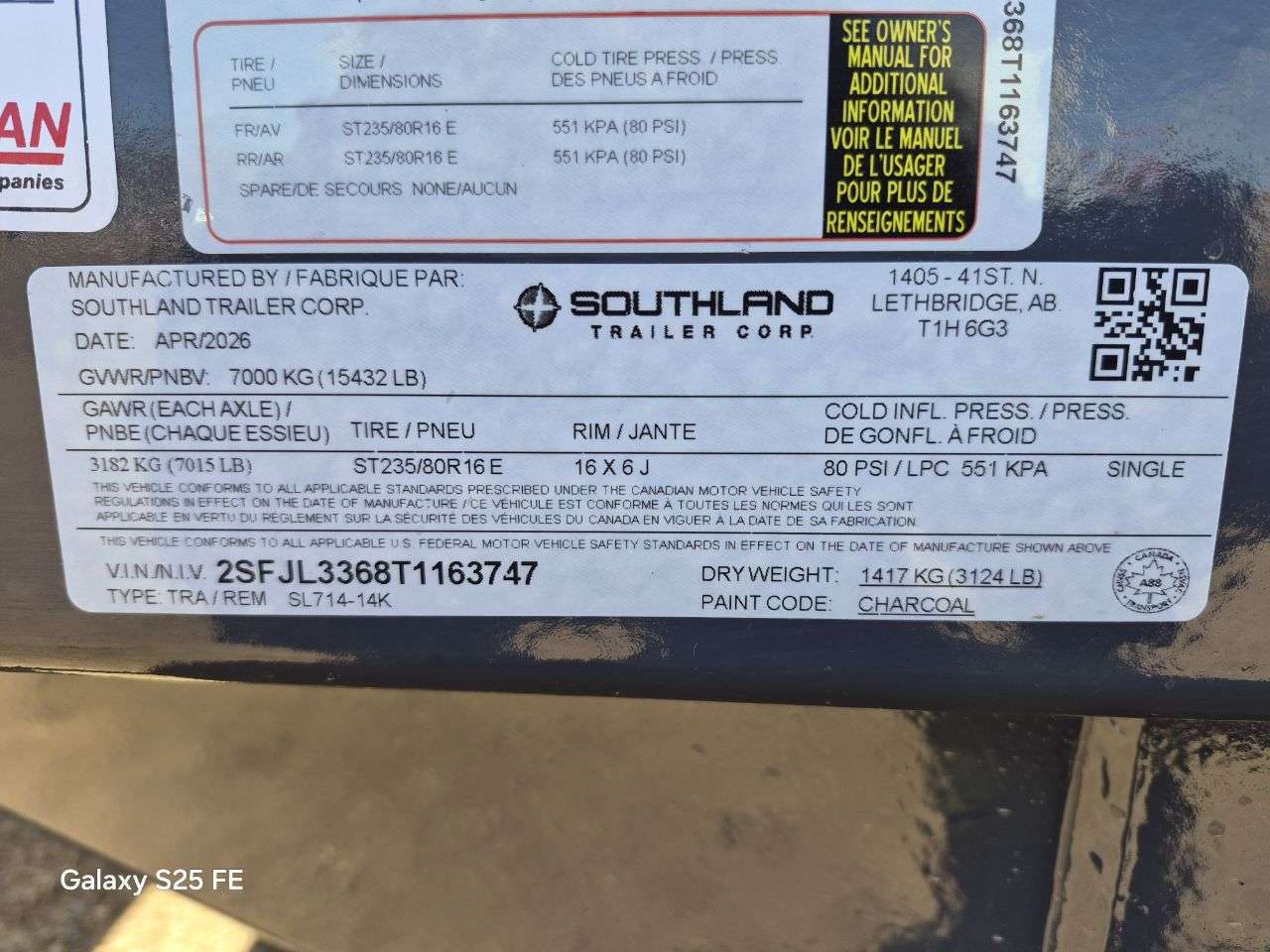 2026 Southland 14K 7' x 14' Dump Trailer