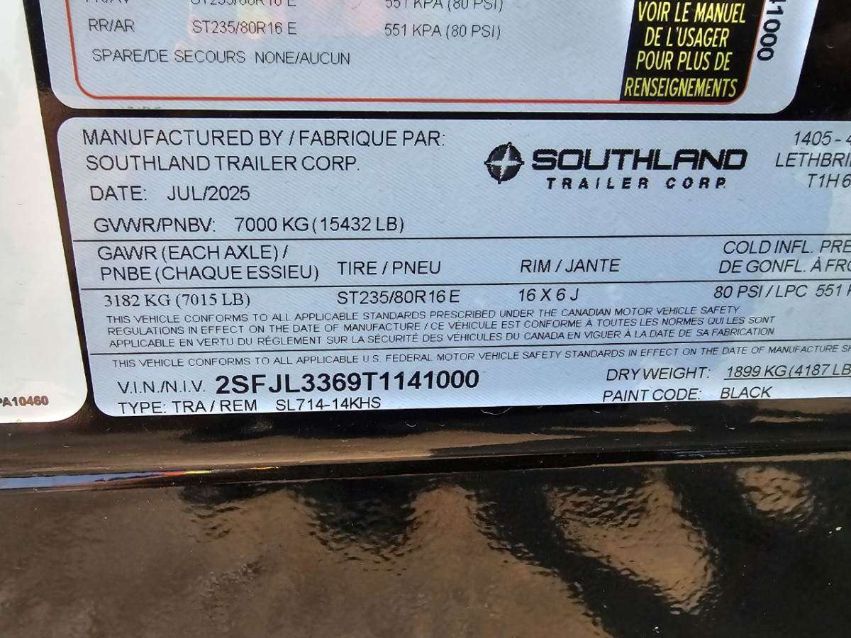 2026 Southland 14K 7' x 14' High Side Dump Trailer