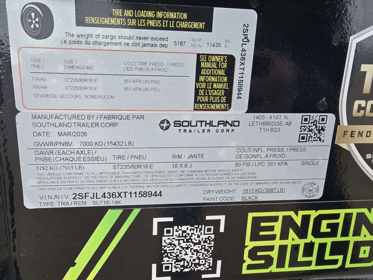 2026 Southland 14K 7' x 16' Dump Trailer