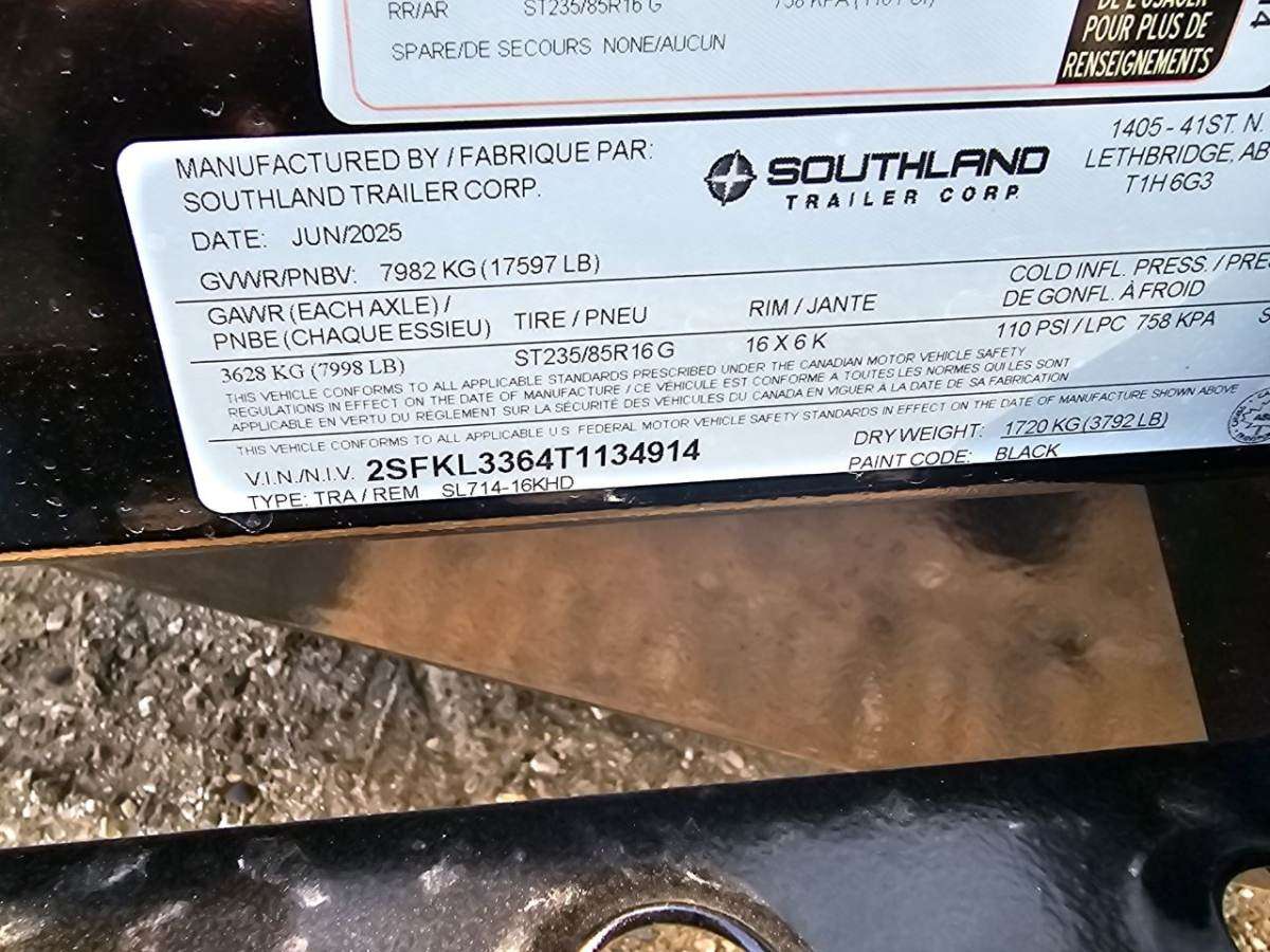 2026 Southland 16K 7' x 14' Heavy Duty Dump Trailer