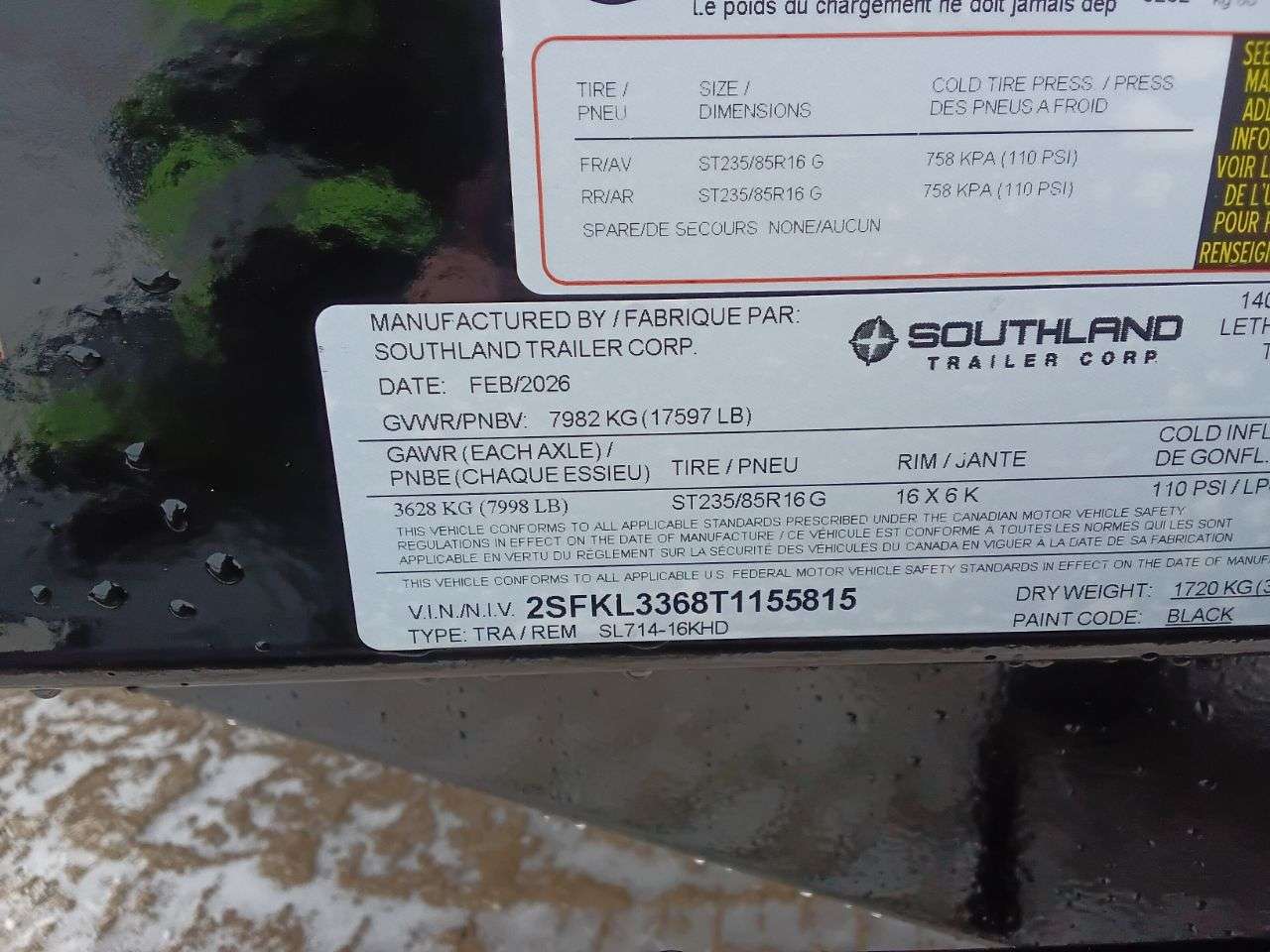 2026 Southland 16K 7' x 14' Heavy Duty Dump Trailer
